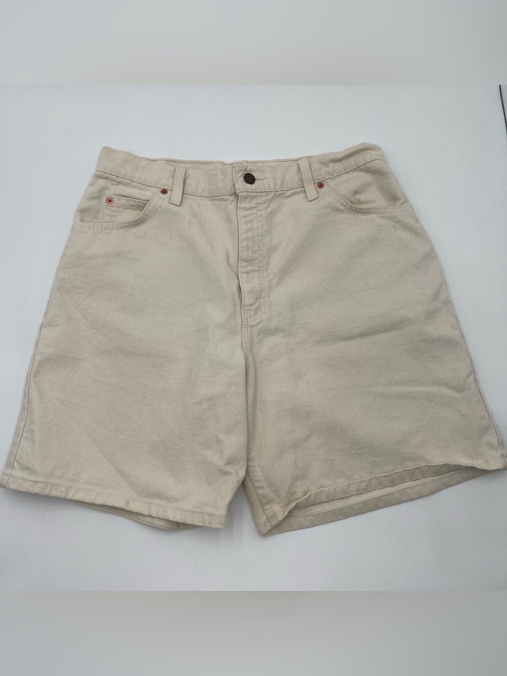 VTG Levi's 951 Jean Shorts Jorts Women’s 14 Beige Denim Orange Tab 90s USA Made